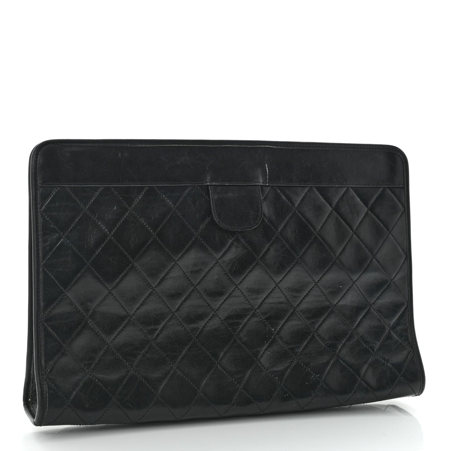 Lambskin Quilted CC Large Clutch Black