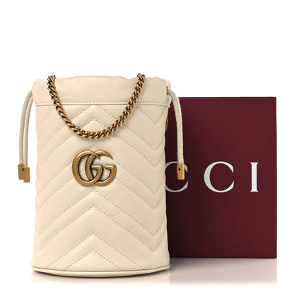 Gucci Calfskin Matelasse Mini GG Marmont 2.0 Bucket Bag White 11 of 11
