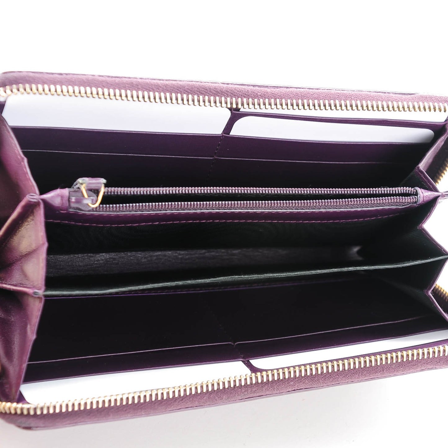 Textured Patent Calfskin Belle De Jour Zip Around Wallet Purple