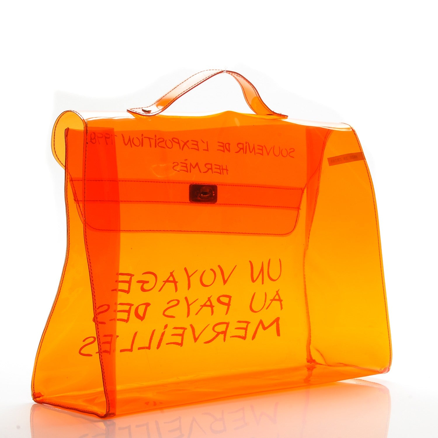 Hermes Vinyl Souvenir De L'Exposition Kelly Orange 3 of 6