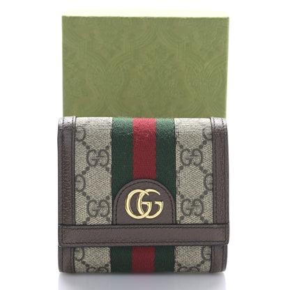 Gucci GG Supreme Monogram Textured Calfskin Web Ophidia Card Case Wallet Beige Ebony New Acero 9 of 9