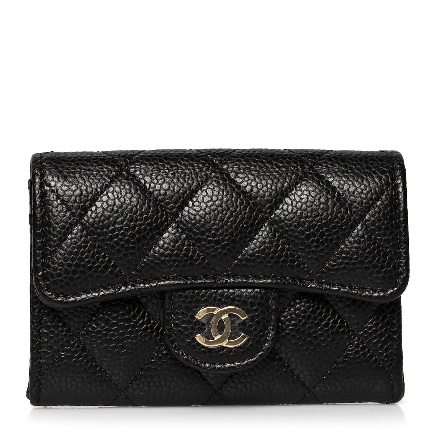 Chanel Caviar Quilted Flap Card Holder Wallet Black 1 of 9