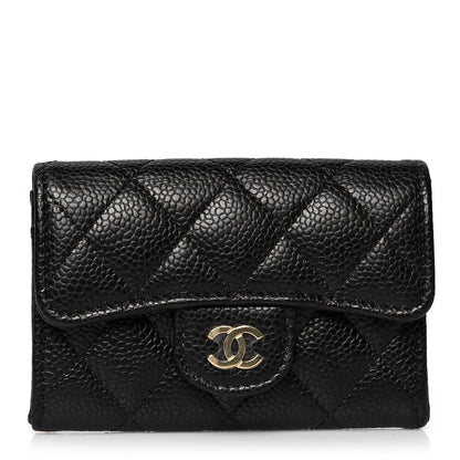 Chanel Caviar Quilted Flap Card Holder Wallet Black 1 of 9