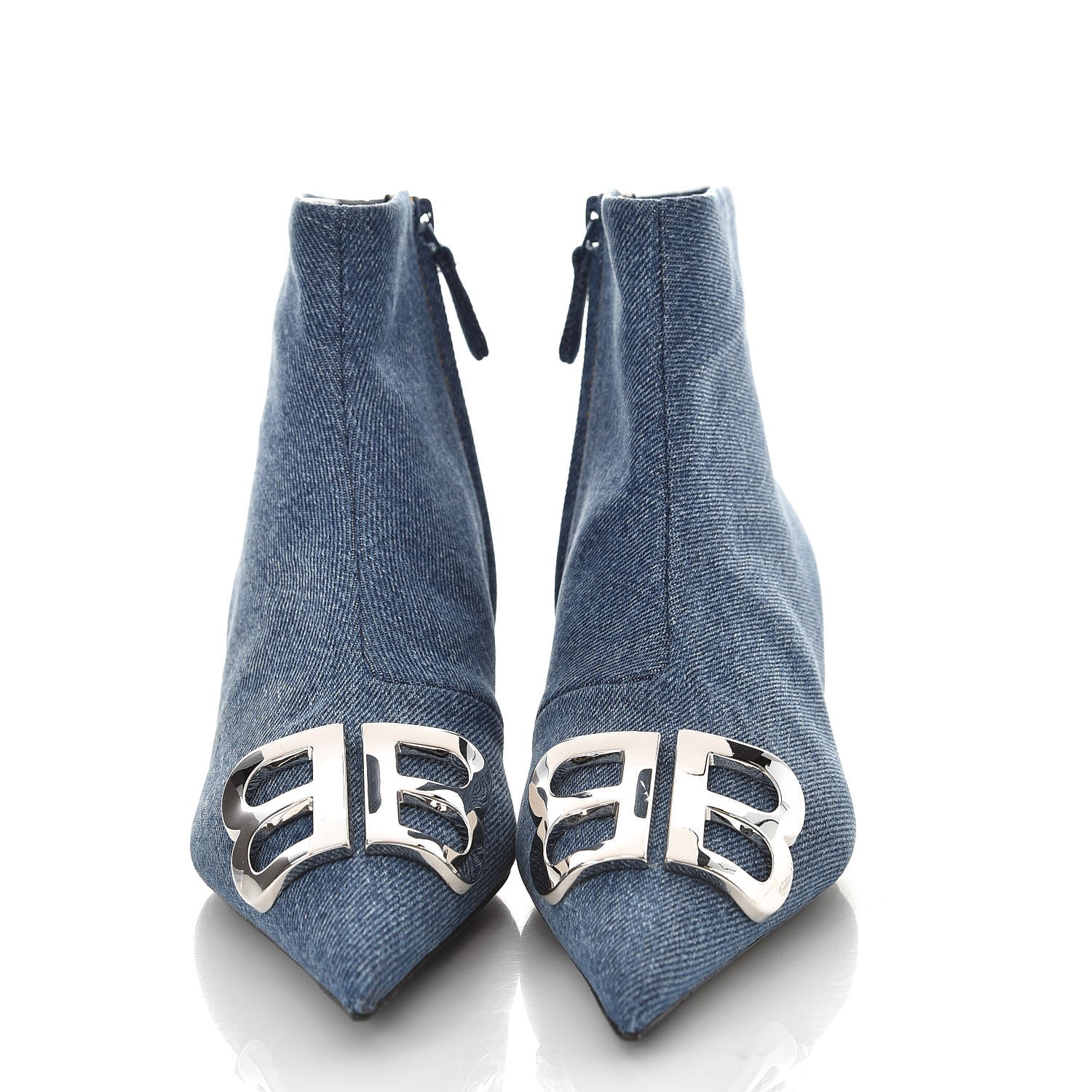 Balenciaga Denim BB Pointy Toe Ankle Booties 35.5 Light Bleu 2 of 9