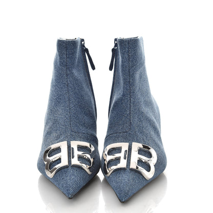 Balenciaga Denim BB Pointy Toe Ankle Booties 35.5 Light Bleu 2 of 9