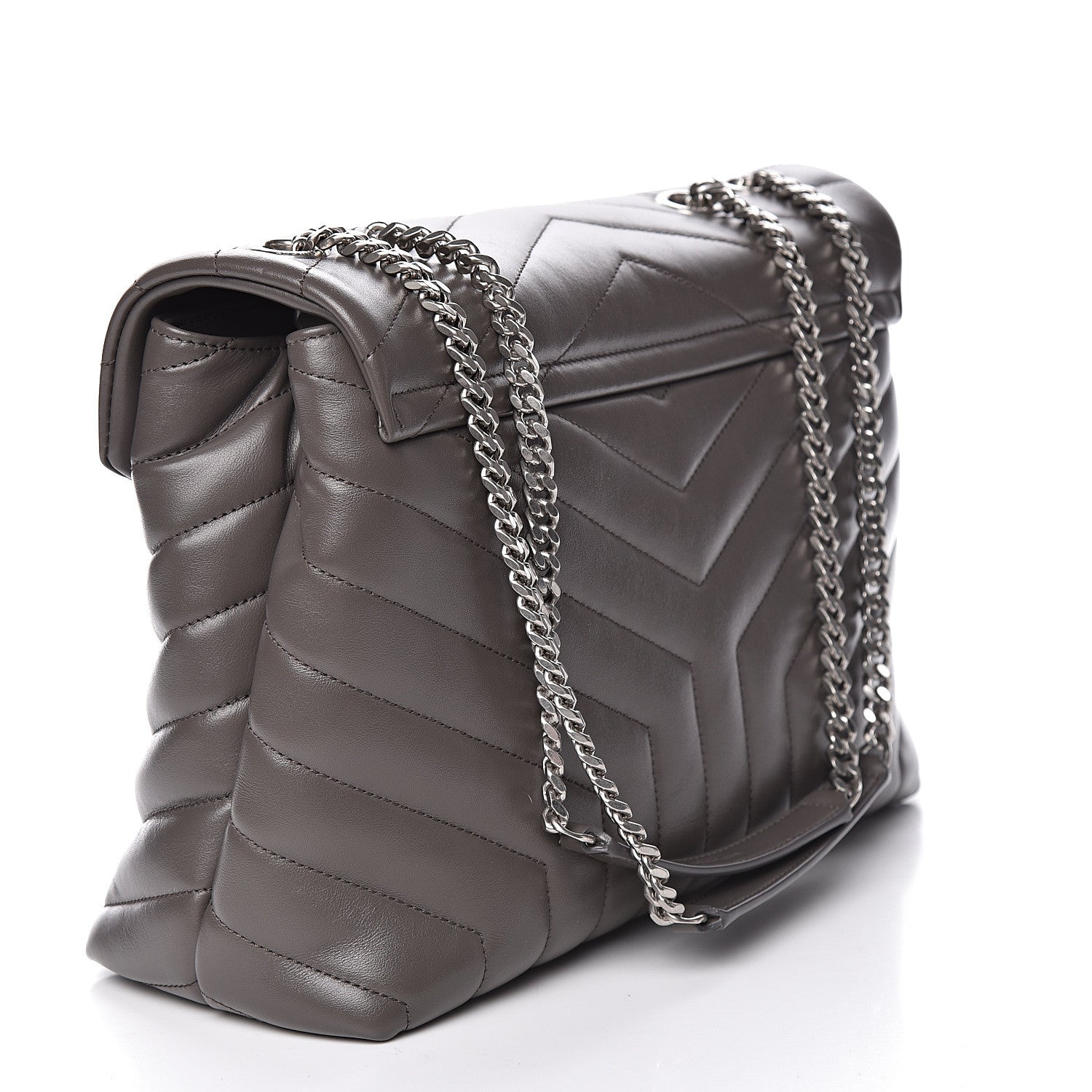 Saint Laurent Calfskin Y Quilted Monogram Medium Loulou Chain Satchel Earth 3 of 11