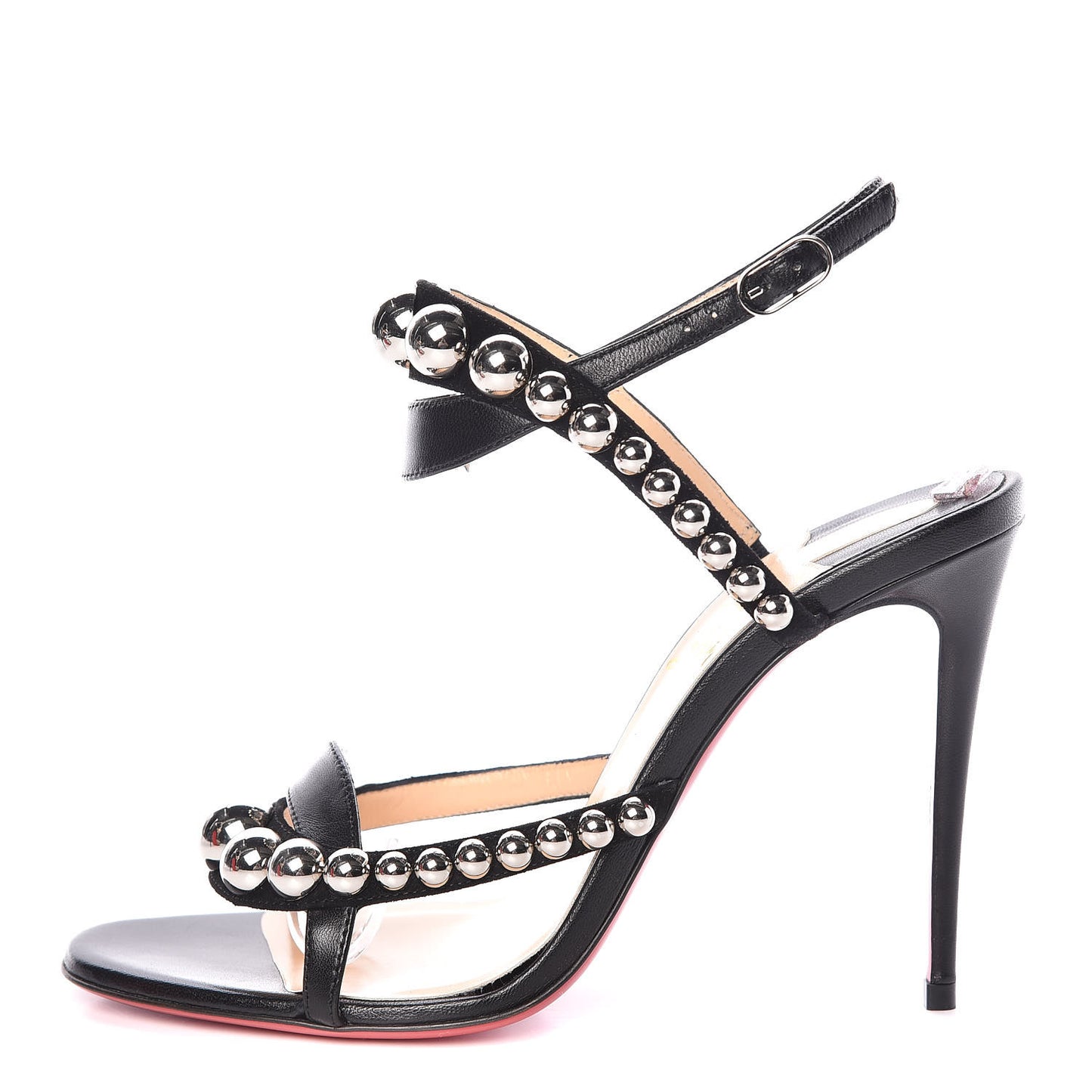 Shiny Nappa Suede Galeria 100 Sandals 36.5 Black Silver