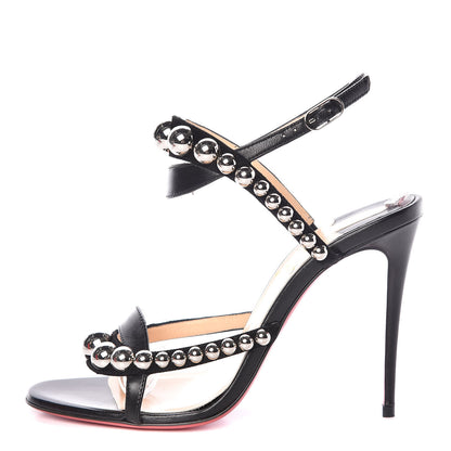 Christian Louboutin Shiny Nappa Suede Galeria 100 Sandals 36.5 Black Silver 1 of 7