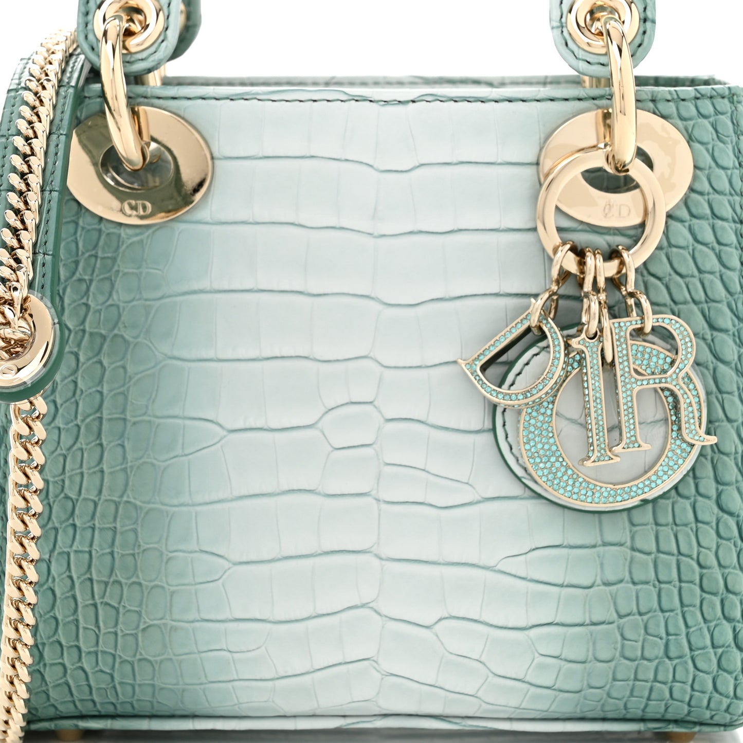 Alligator Gradient Swarovski Crystal Mini Lady Dior Blue