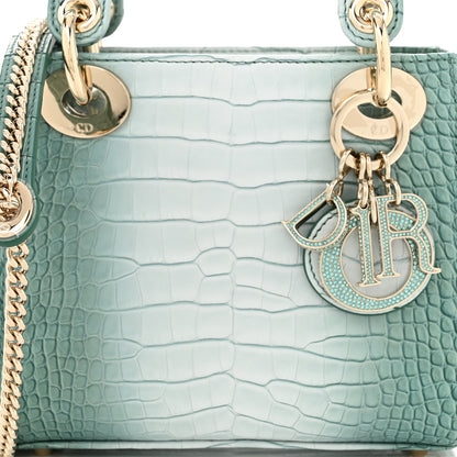 Christian Dior Alligator Gradient Swarovski Crystal Mini Lady Dior Blue 8 of 10