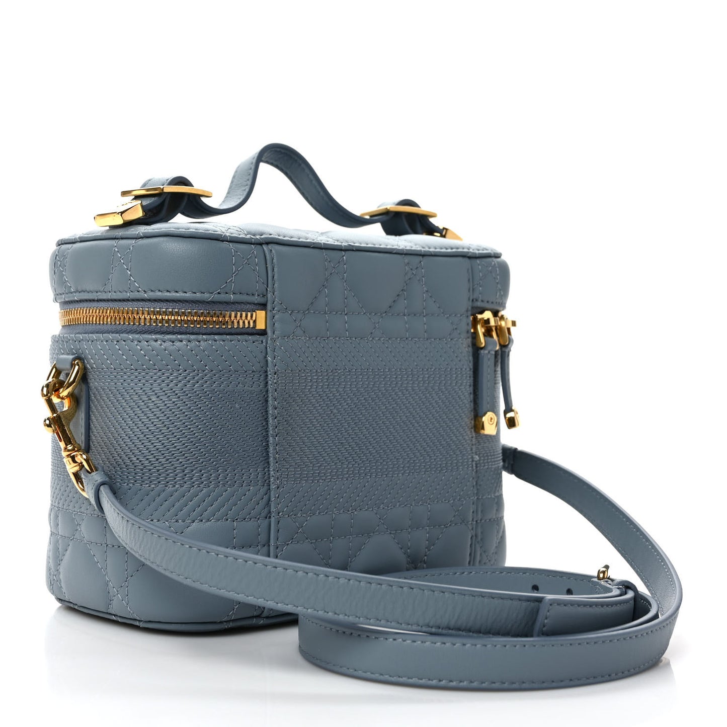 Lambskin Cannage Small Diortravel Vanity Case Cloud Blue