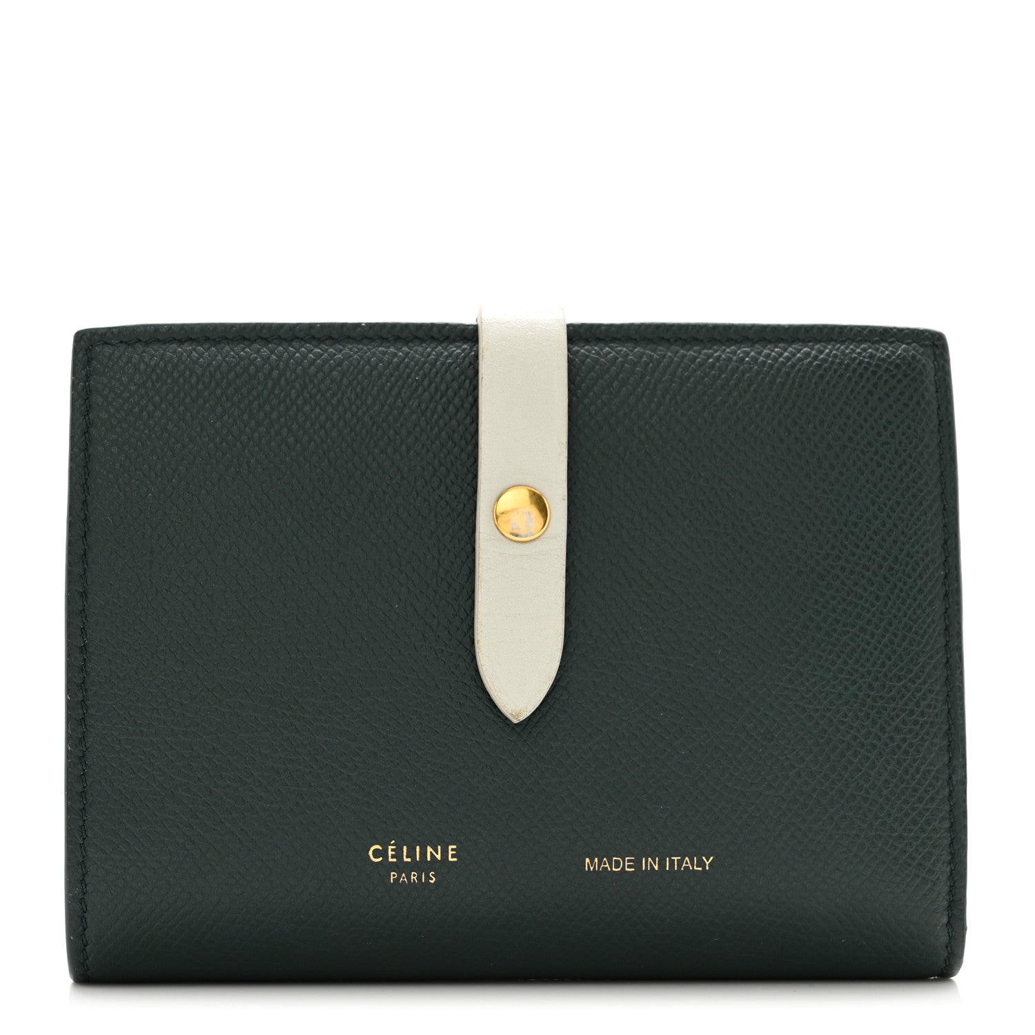Celine Grained Calfskin Small Multifunction Strap Wallet Dark Green 1 of 8