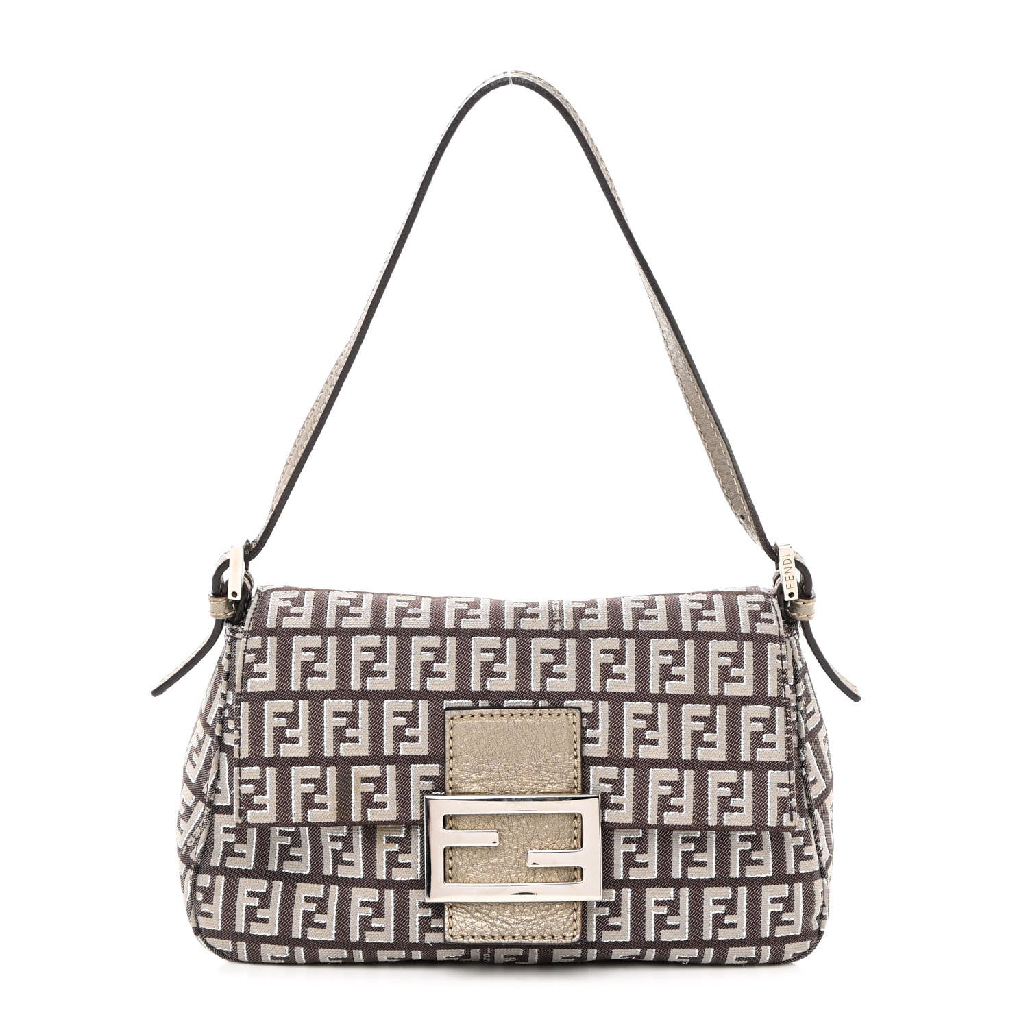 Fendi Metallic Zucchino Mini Mama Baguette Caffe Argilla Canna di Fucile 1 of 13