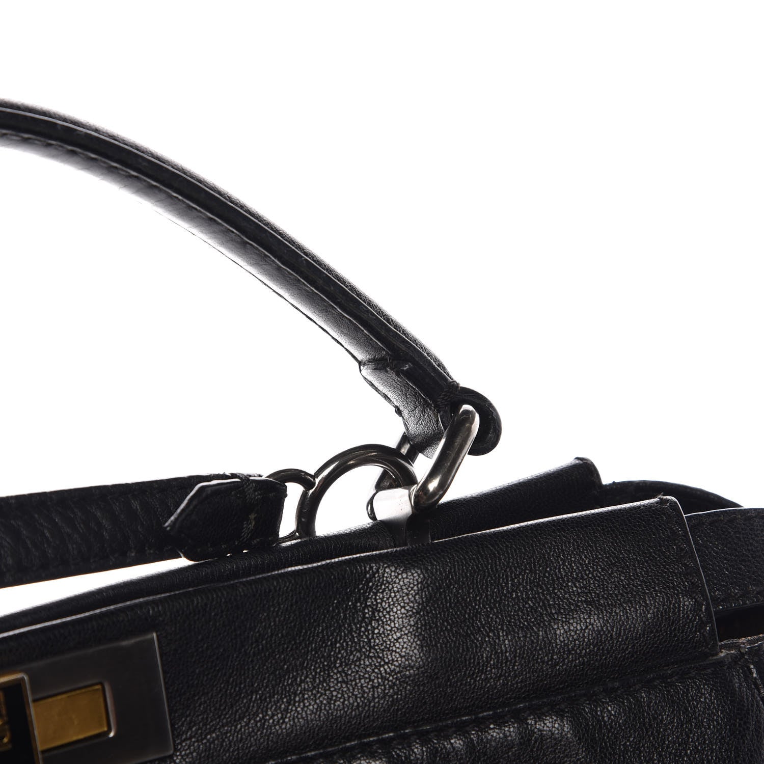 Fendi Goatskin Zucca Large Peekaboo Iconic Satchel Black Tobacco 18 of 20