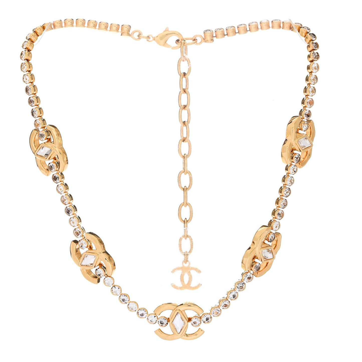 Metal Crystal CC Marquise Choker Gold