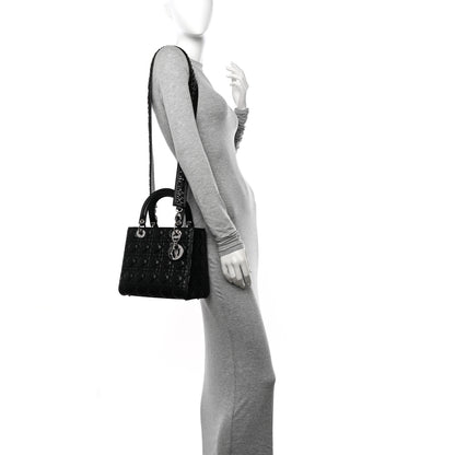 Christian Dior Lambskin Cannage Medium Lady Dior Crystal Strap Black 2 of 11