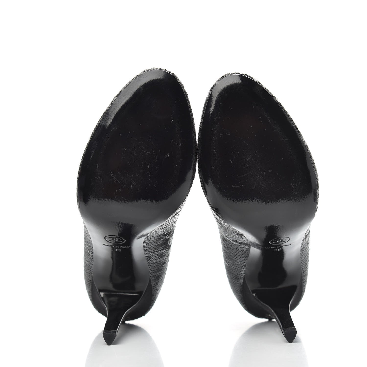 Chanel Sequin Pumps 39 Black 5 of 9