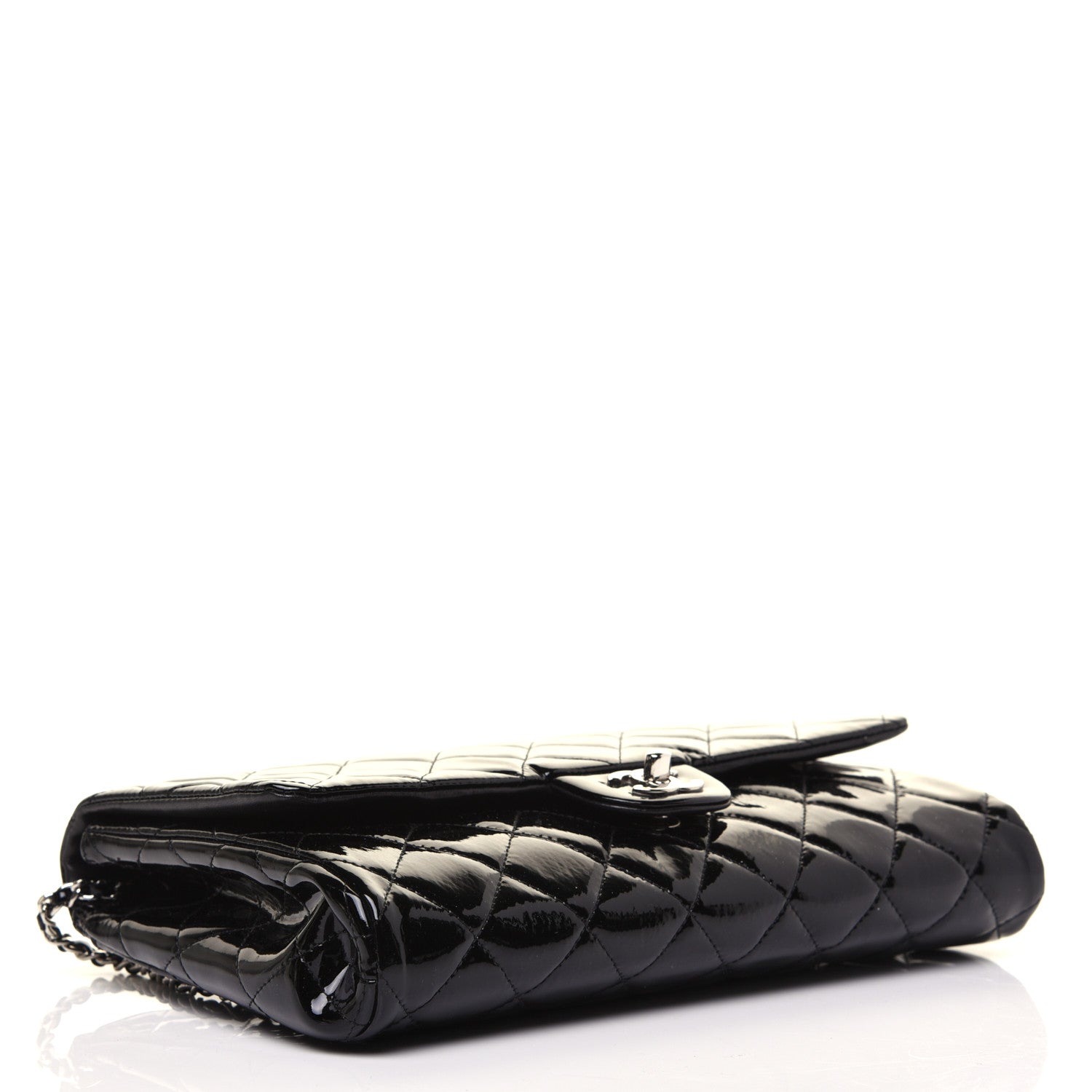 Chanel Patent Quilted Clutch with Chain Flap Black 4 of 12