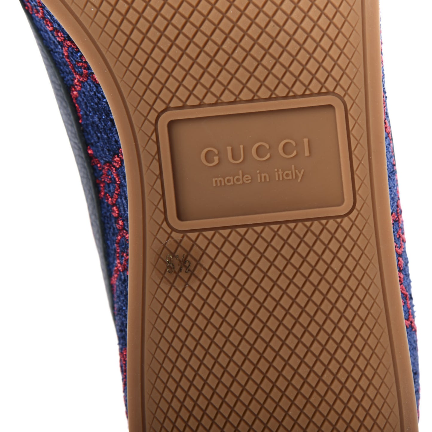Lurex Calfskin Web GG Monogram Mens Falacer Sneakers 8.5 Iridescent Blue Iridescent Red Silver