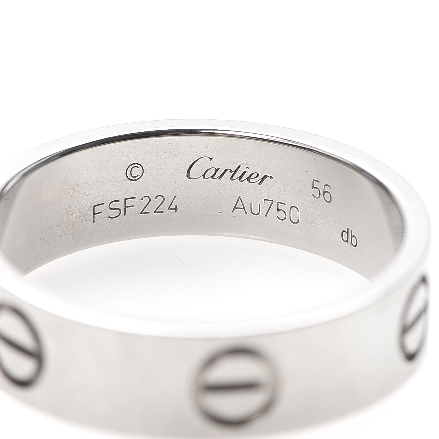 Cartier 18K White Gold 5.5mm LOVE Ring 56 7.5 4 of 5