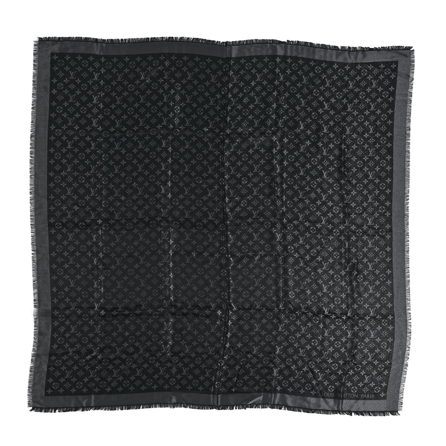 Silk Lurex Wool Monogram Shine Shawl Black