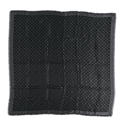 Louis Vuitton Silk Lurex Wool Monogram Shine Shawl Black 1 of 3