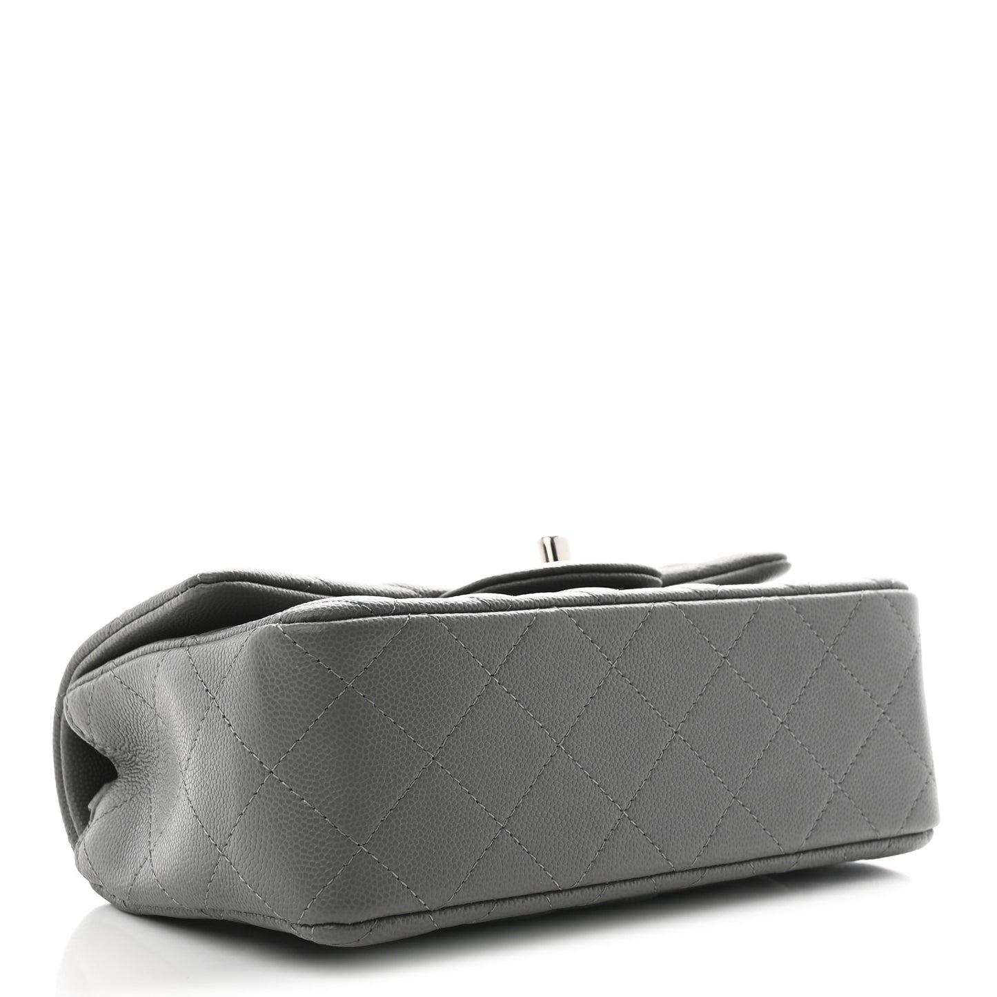 Caviar Quilted Mini Rectangular Flap Grey