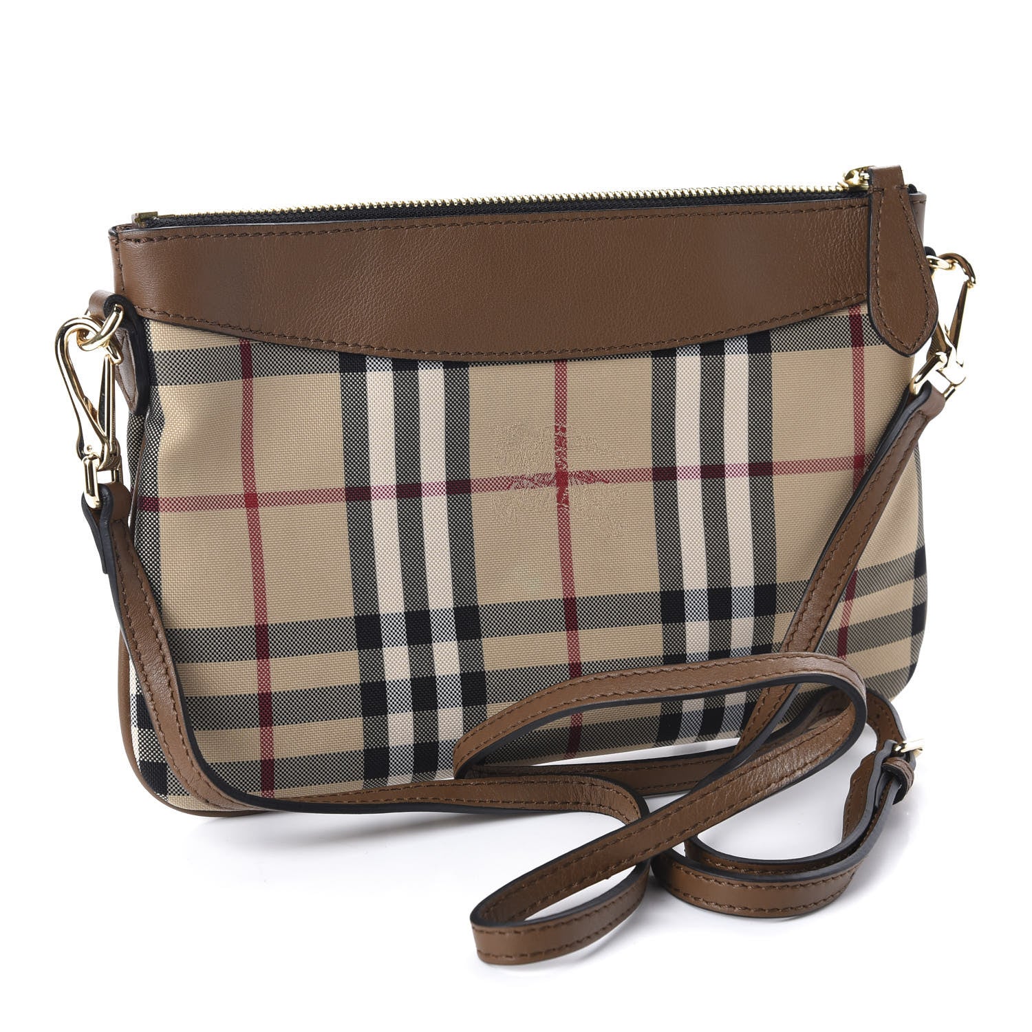 Burberry Horseferry Check Peyton Crossbody Clutch Bag Brown 2 of 8