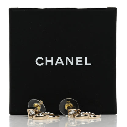 Chanel Crystal Irregular CC Square Drop Earrings Gold 5 of 5