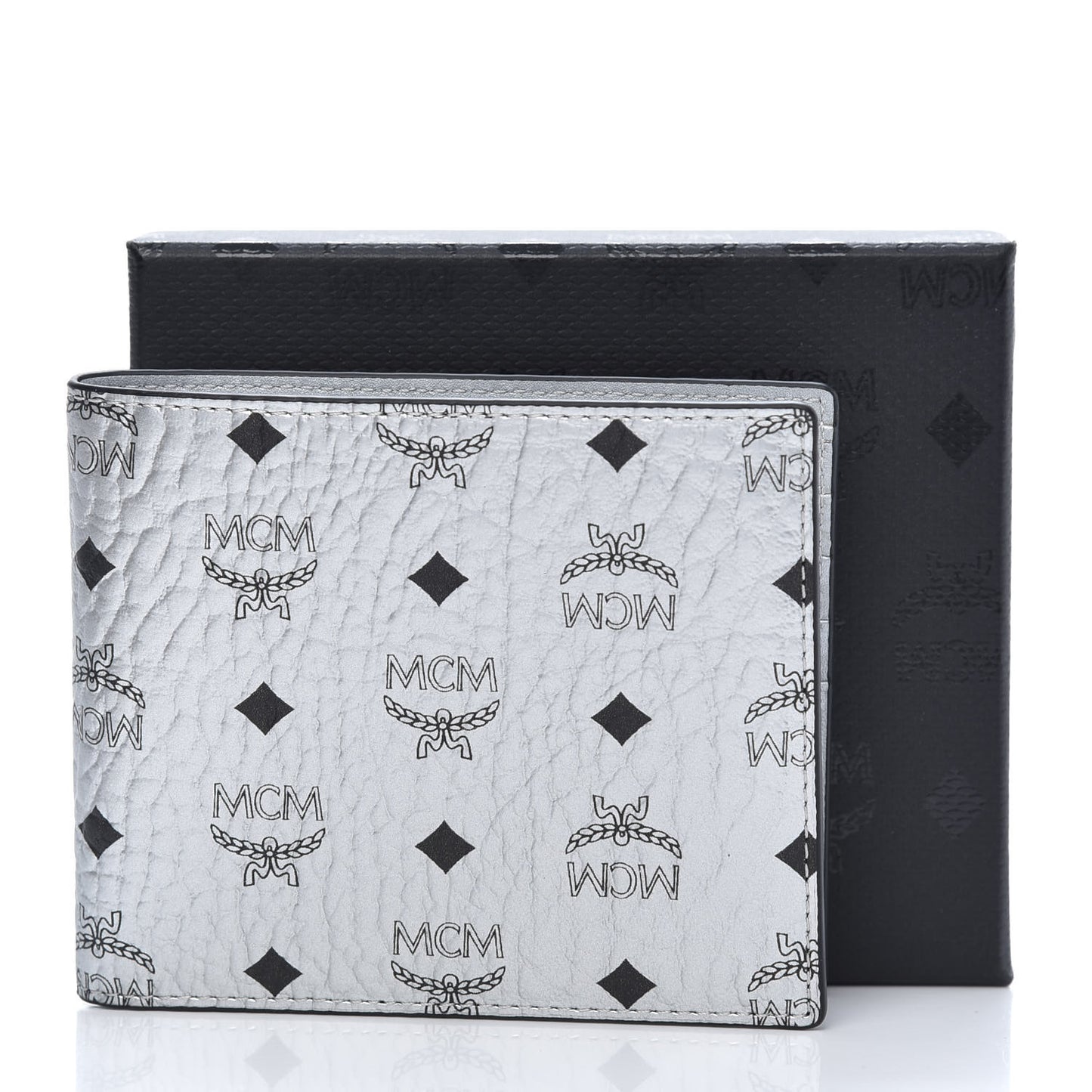 Metallic Visetos Bi-Fold Wallet Silver