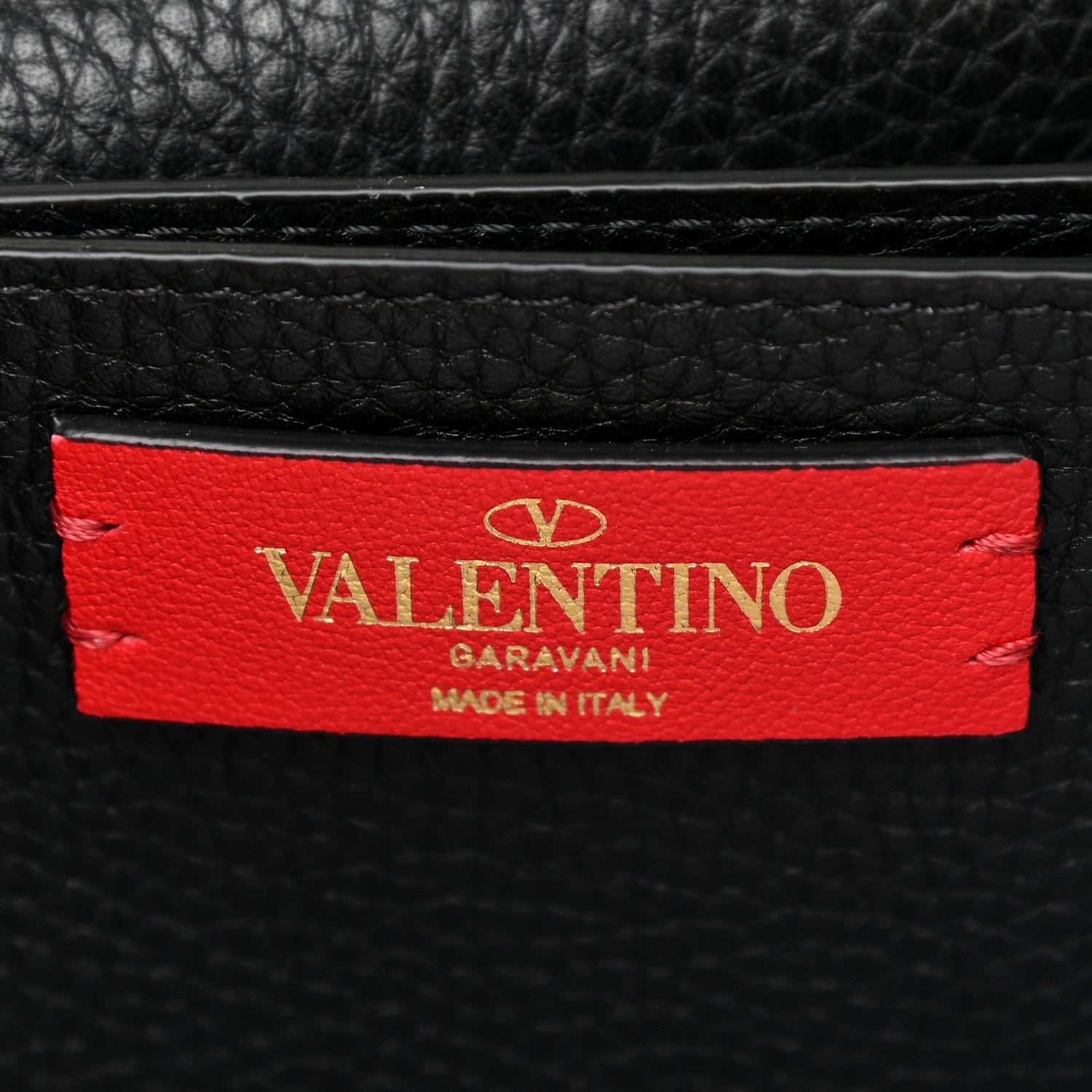 Valentino Garavani Pebbled Calfskin Rockstud Flap Wallet On Chain Black 7 of 12