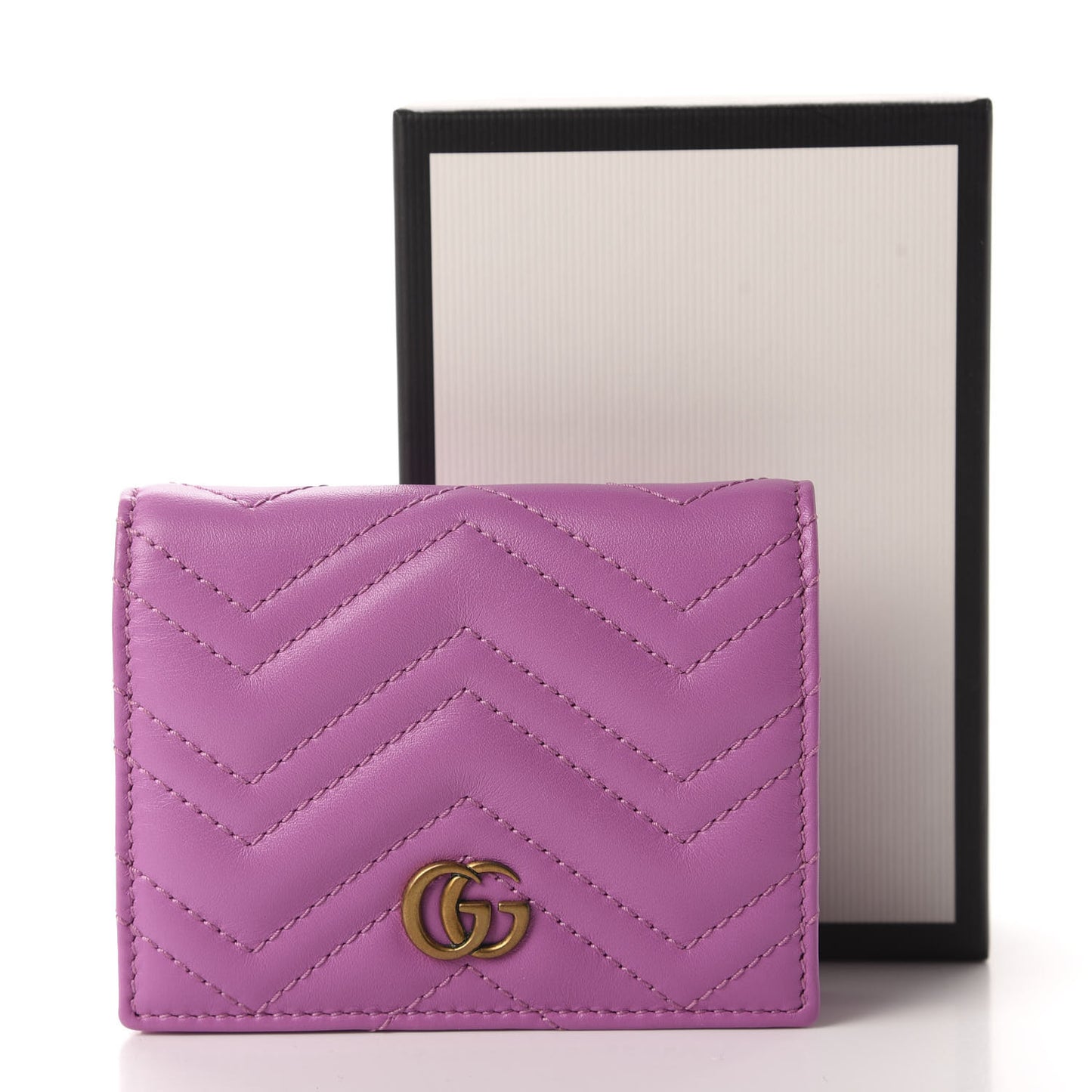 Calfskin Matelasse GG Marmont Card Case Candy Mousse
