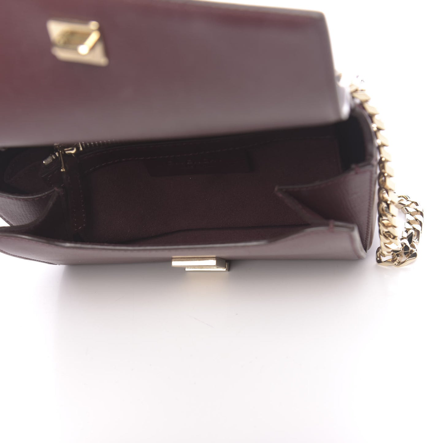 Textured Calfskin Mini Pandora Box Chain Crossbody Bag Oxblood