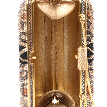 Judith Leiber Crystal Leopard Minaudiere Clutch Gold Brown 4 of 12