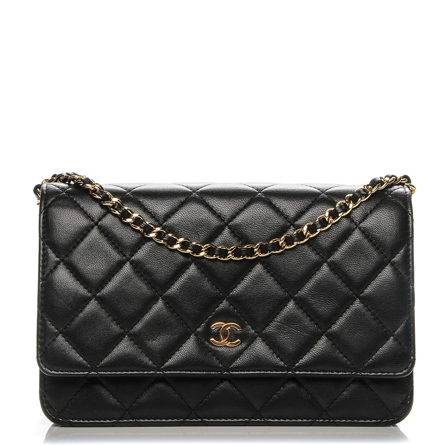 Chanel Lambskin Quilted Wallet On Chain WOC Black 1 of 8