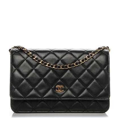 Chanel Lambskin Quilted Wallet On Chain WOC Black 1 of 8