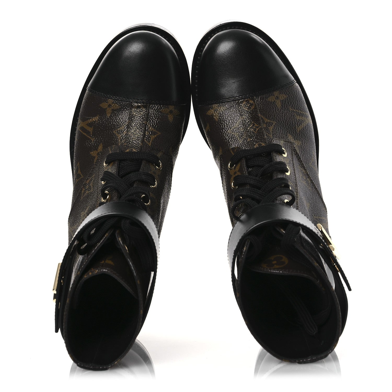 Louis Vuitton Calfskin Monogram Wonderland Flat Ranger Boots 38 Black 2 of 14