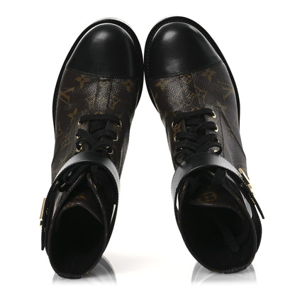 Louis Vuitton Calfskin Monogram Wonderland Flat Ranger Boots 38 Black 2 of 14