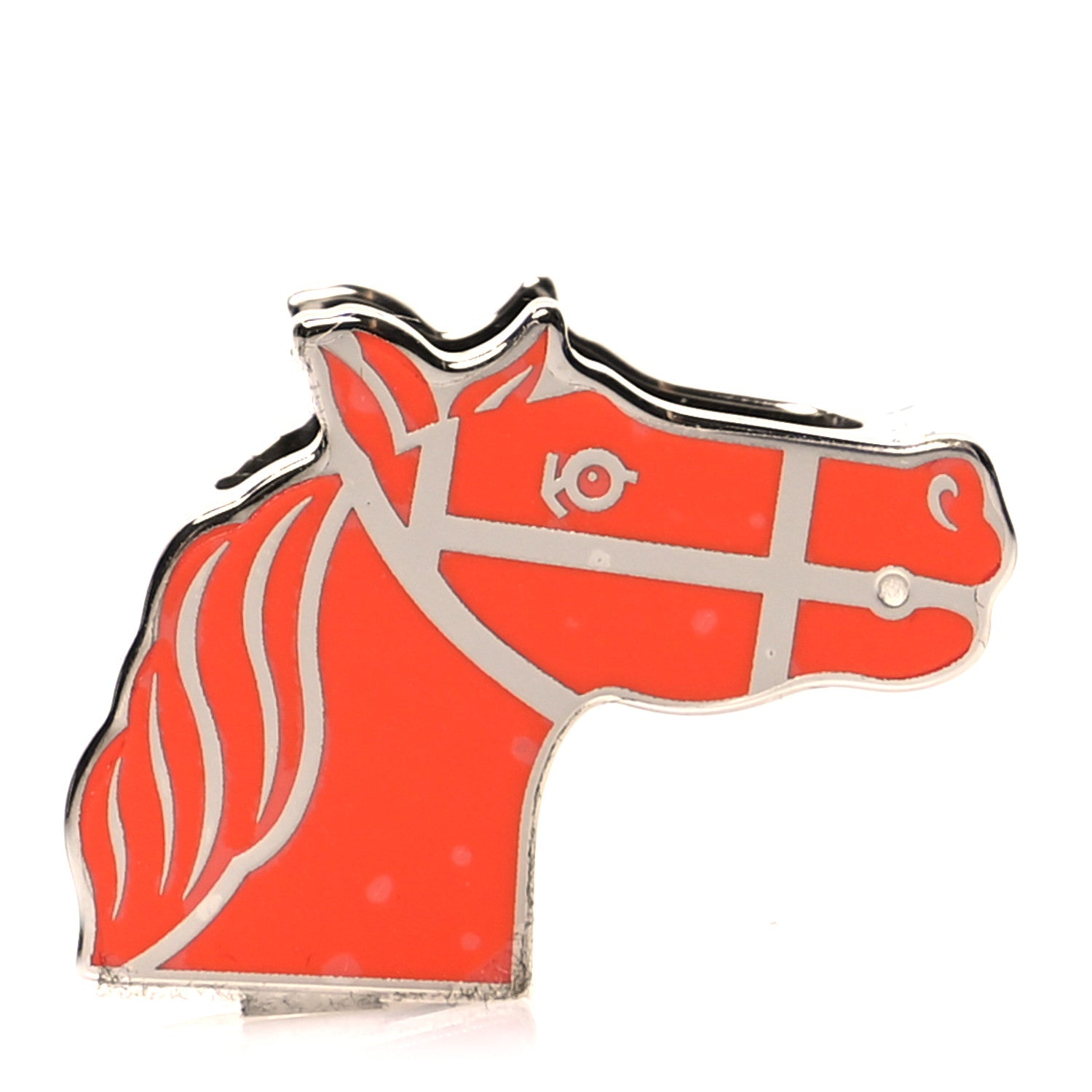 Hermes Palladium Lacquered Quadrige Twilly Scarf Ring Orange 1 of 4