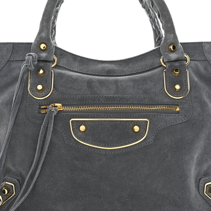 Balenciaga Suede Gold Metallic Edge Hardware City Gris Plomb 9 of 15