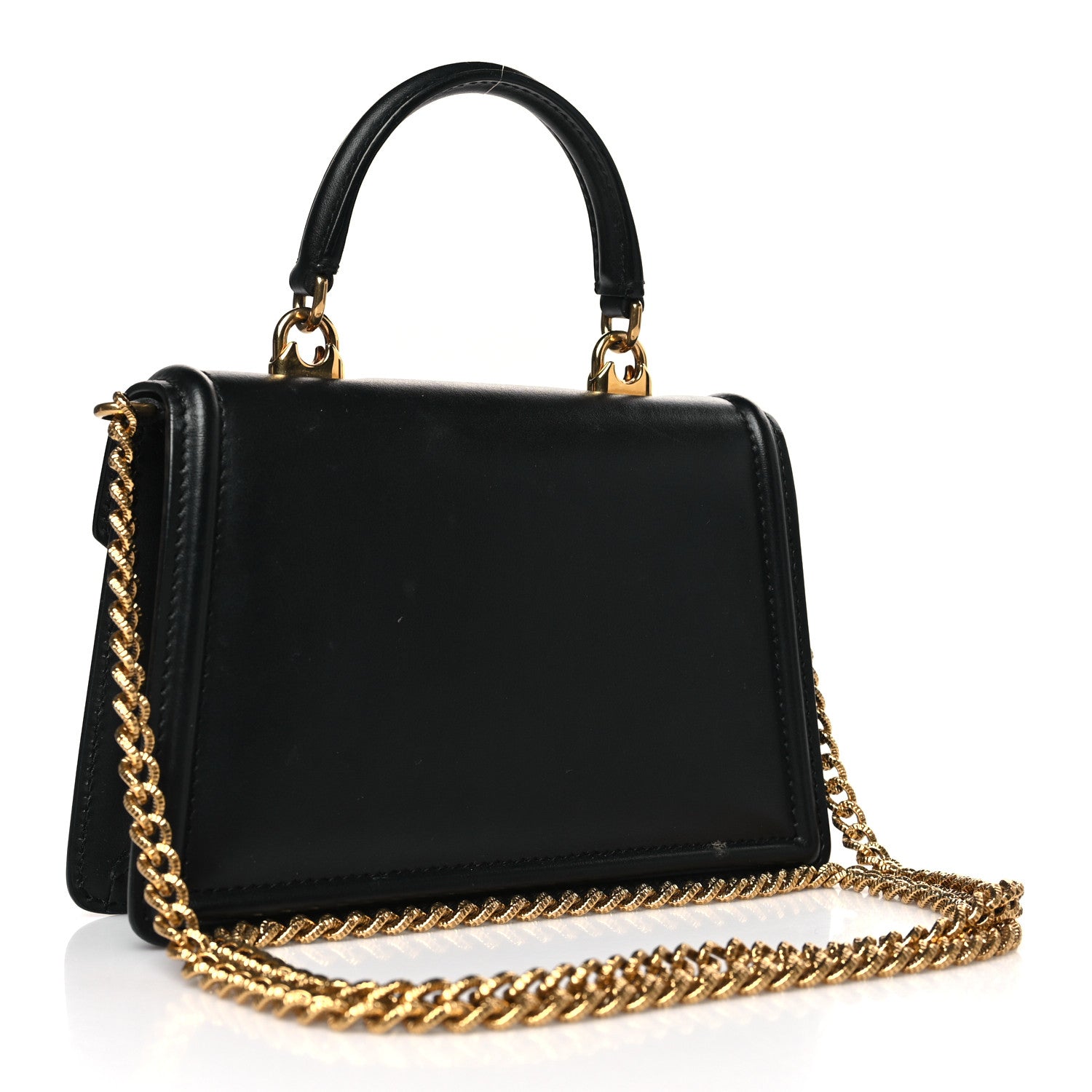 Dolce & Gabbana Smooth Calfskin Small Devotion Envelope Top Handle Bag Black 3 of 9