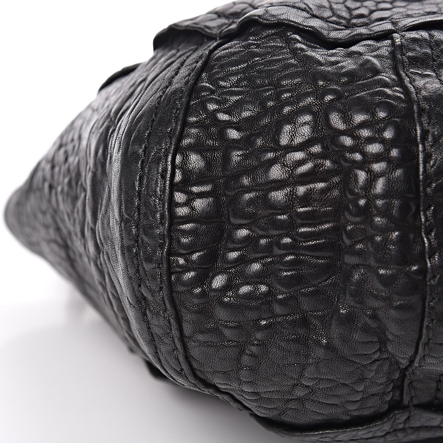 Washed Lambskin Chain Tote Black