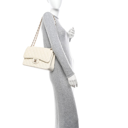 Chanel Caviar Quilted Jumbo Double Flap White 2 of 14