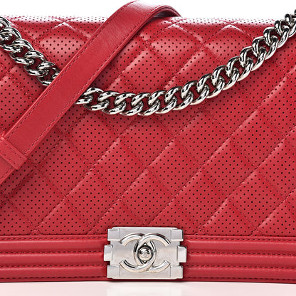 Chanel Perforated Lambskin Quilted New Medium Boy Flap Dark Pink 17 of 18