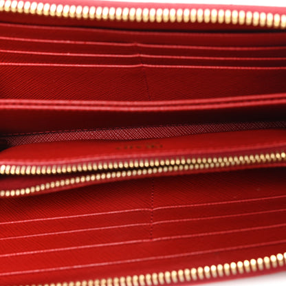 Prada Saffiano Metal Zip Around Wallet Rosso 5 of 6