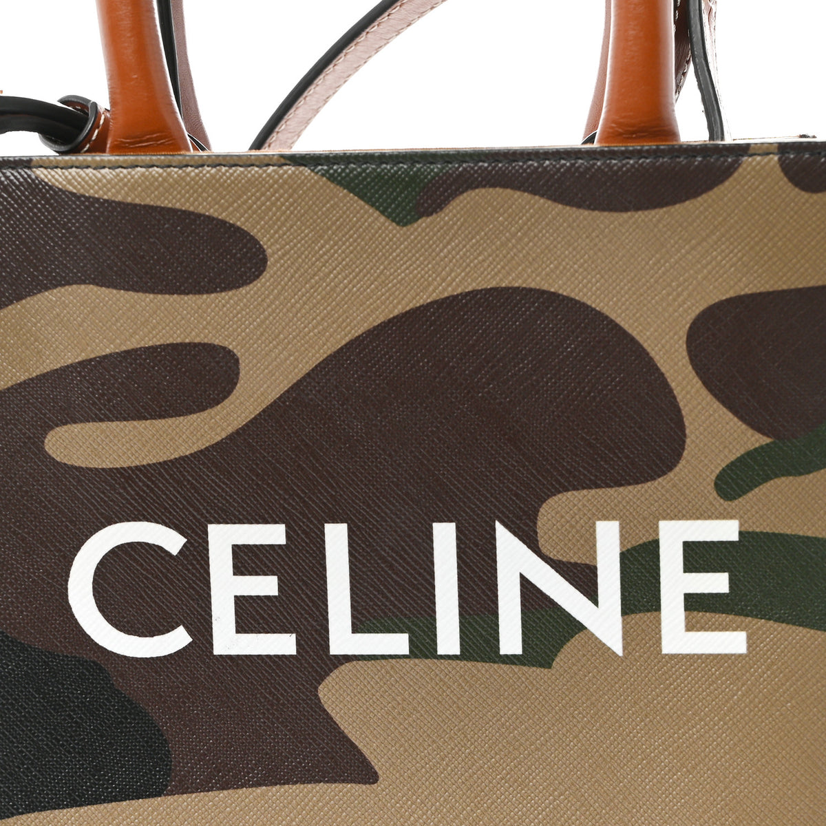 Canvas Calfskin Mini Vertical Cabas Khaki