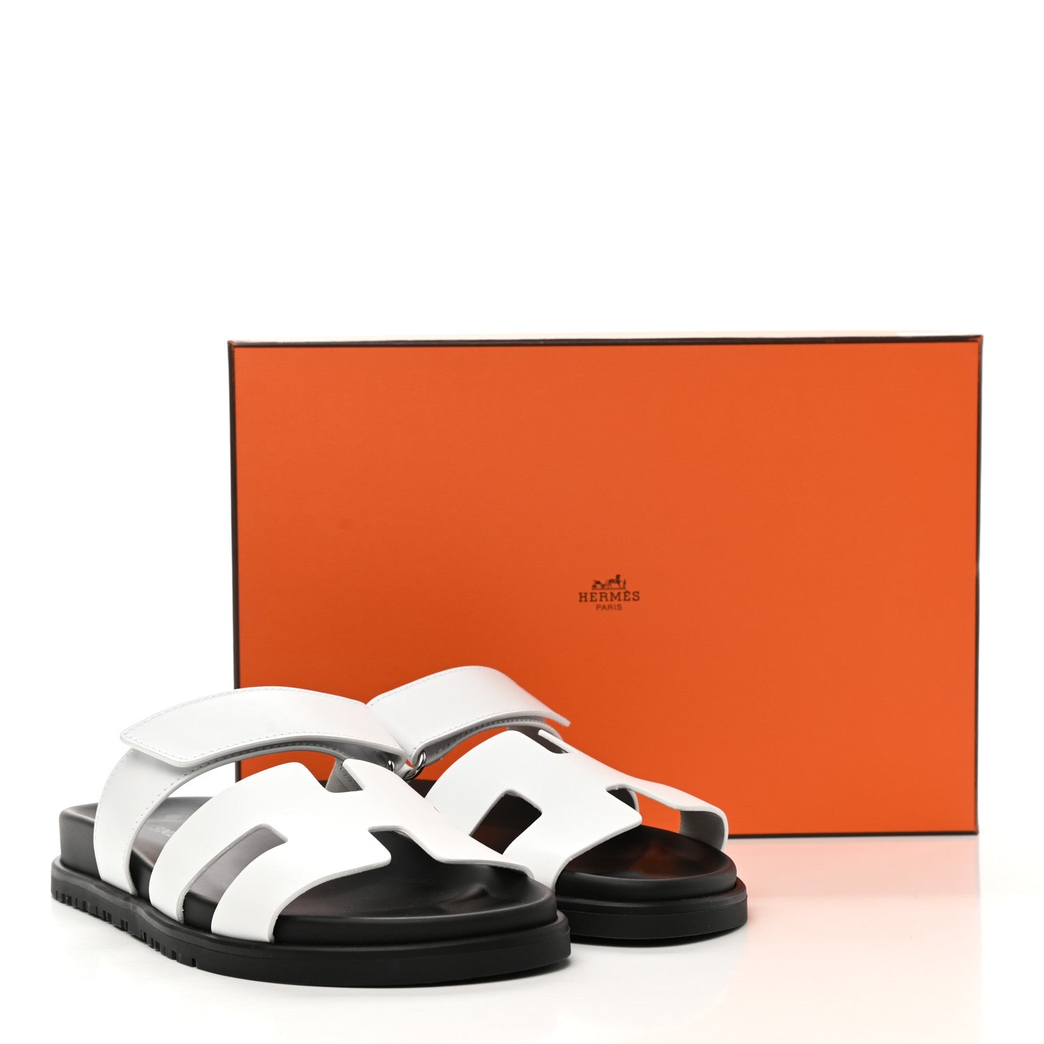 Hermes Calfskin Womens Chypre Sandals 37 White 9 of 9