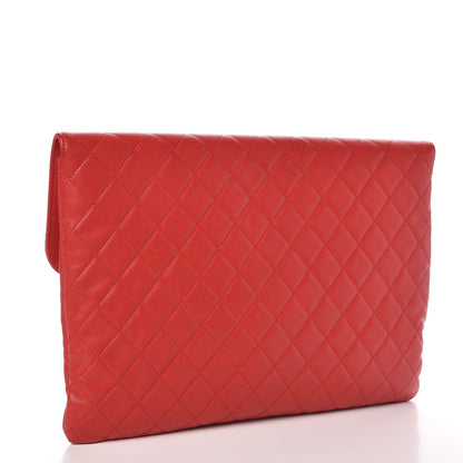 Chanel Caviar Quilted Large Golden Class Pouch Red 3 of 9