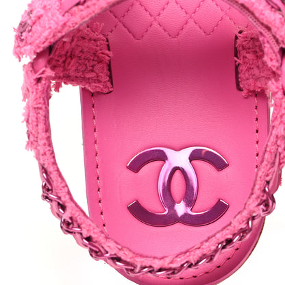 Chanel Tweed Chain Sandals 38 Pink 8 of 10