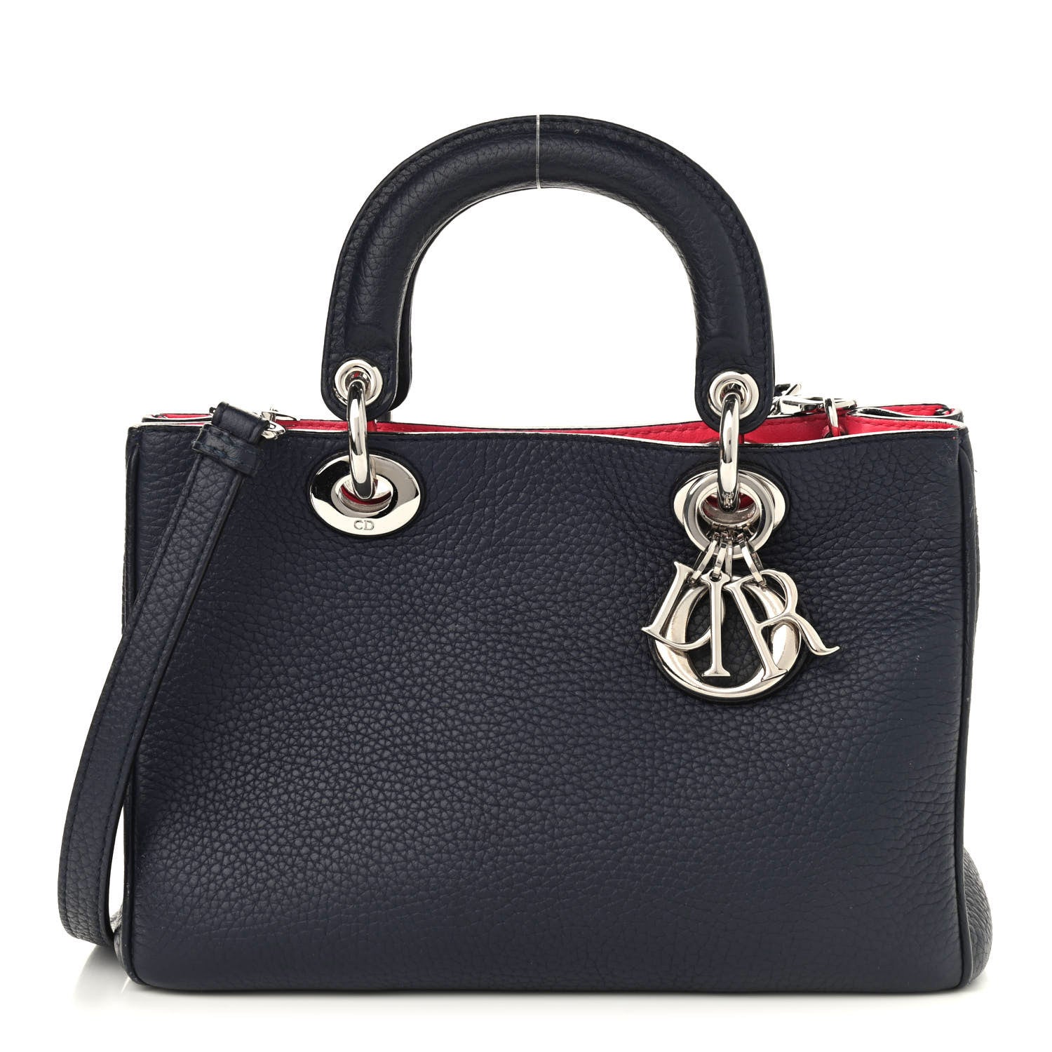 Christian Dior Bullcalf Small Diorissimo Tote Navy Fuchsia 1 of 13